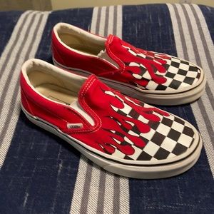 Vans Slip On “Checker Flame” Shoe Men/Boy 5.5